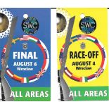 SPEEDWAY - 2005 WORLD CUP OFFICIAL PASSES ( WROCLAW POLAND )