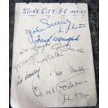 1949-50 STOKE CITY AUTOGRAPHED ALBUM PAGE SIGNED BY 11