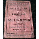 1947-48 BRENTFORD RESERVES V SOUTHAMPTON RESERVES