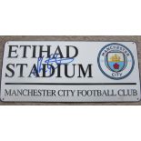MANCHESTER CITY METAL STREET SIGN AUTOGRAPHED BY SHAUN GOATER