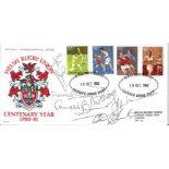 RUGBY UNION - WELSH R. U 1980 CENTENARY POSTAL COVER AUTOGRAPHED BY 6 GREAT FAMOUS PLAYERS