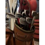 GOLF - SET OF 9 SIMMONS TIGER SHARK GOLF CLUBS & 4 RYDER WOODS