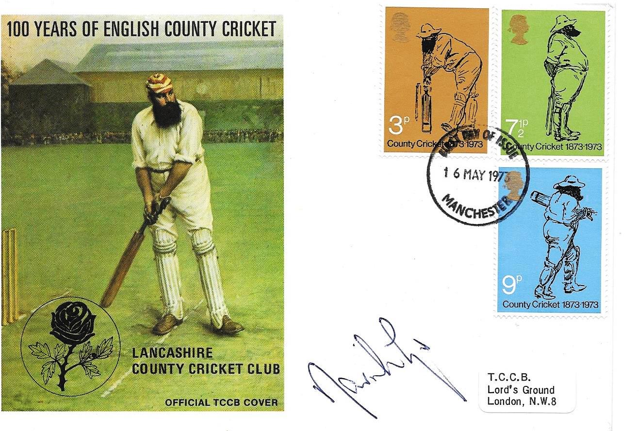 CRICKET - 1973 LANCASHIRE POSTAL COVER AUTOGRAPHED BY DAVID LLOYD