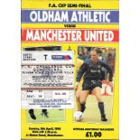 1990 OLDHAM V MANCHESTER UNITED FA CUP S/F PROGRAMME & TICKET