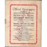 HORSE RACING - 1922 KEMPTON PARK PROGRAMME