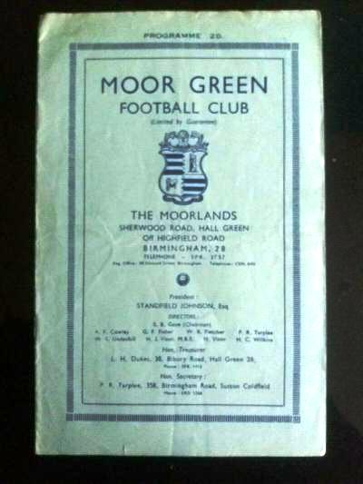 MOOR GREEN V BEDWORTH 1950/51
