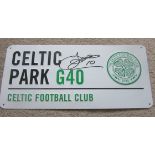 CELTIC METAL STREET SIGN AUTOGRAPHED BY JOHN HARTSON