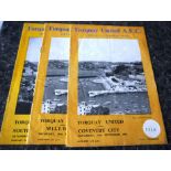 1954-55 TORQUAY UNITED HOME PROGRAMMES V COVENTRY, MILLWALL & SOUTHAMPTON