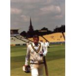 CRICKET - EDDIE HEMMINGS NOTTINGHAMSHIRE AT EDGBASTON HAND SIGNED PHOTOGRAPH