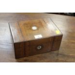 Late 19th century mother of pearl and parquetry inlaid sewing box