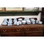 Denby tea and dinner service, 40+ pieces, storage jars, teapot, plates, cups, saucers bowls,