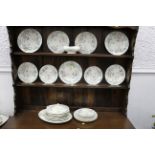 J & G Meakin Chiltern pattern part dinner service, ashettes, tureens, dinner plates,