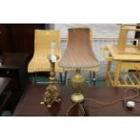 Two table lamps with gilt bases