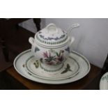 Large Portmeirion tureen with ladle and cover, height 30 cm and two large Portmeirion ashettes,