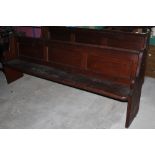 A pitch pine church pew, with triple pan