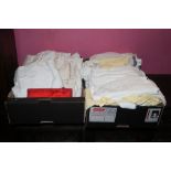 Two boxes of miscellaneous soft goods, t