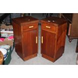 A pair of 1930's walnut bedside cupboard