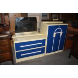 A 1930's Art Deco blue and white painted