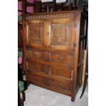 A reproduction oak tallboy chest, with m