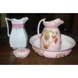 A Victorian pottery 3 piece toilet set,