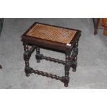 A 1920's barley twist oak stool, with ca