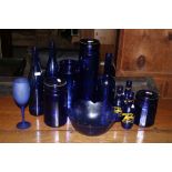 A collection of modern Bristol blue glas