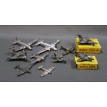 A group lot of diecast model fighter planes, comprising a Dinky 735 Gloster Javelin fighter,