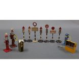 A group lot of Dinky diecast roadside and other accessories, comprising road signs,