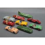 A group lot of 9 Dinky racing cars, comprising a 107 Sun Beam Alpine, a 108 MG Midget,