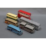 A group lot of 5 Dinky diecast model buses and a modern Corgi BTA double decker bus