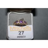 An 18ct gold amethyst and diamond ring of Victorian style,