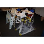 A group of 5 high chairs, or child's fee