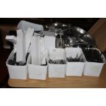 A quantity of stainless steel hotel ware