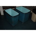 Two rectangular plastic bins, each with