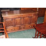 A late 19th century oak mule chest, with