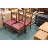 Four late Victorian oak dining chairs