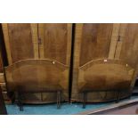 A pair of walnut or mahogany bed ends (t