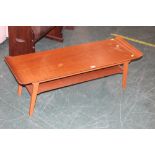 A teak laminated rectangular coffee tabl