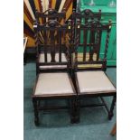 Four oak dining chairs with barley twist