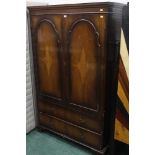 A mahogany combi-wardrobe with two drawe