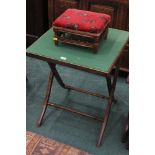 An Edwardian folding card table and a fo