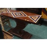 An Art Deco style hall table with downsw