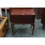 A modern mahogany three drawer canteen,