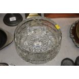 A heavy cut glass circular bowl of Irish