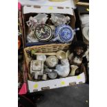 Box of teapots, ornaments etc