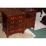 A small modern mahogany four drawer ches