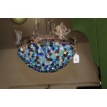 Metal and glass bead ceiling light fitti