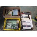 Three boxes of history books, DVD's, CD'