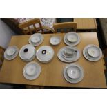 A Royal Doulton Morning Star design dinner service, tureens, dinner plates, sauce boat, bowl,