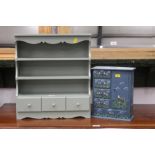 A miniature wall shelf unit with three small drawers, height 46 cm, width 40 cm, depth 13 cm,